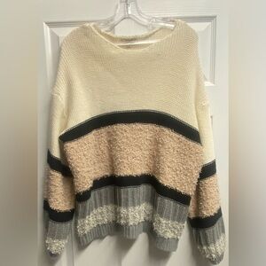 Umgee Boutique Cotton Blend Sweater W/ Stripes Size XL